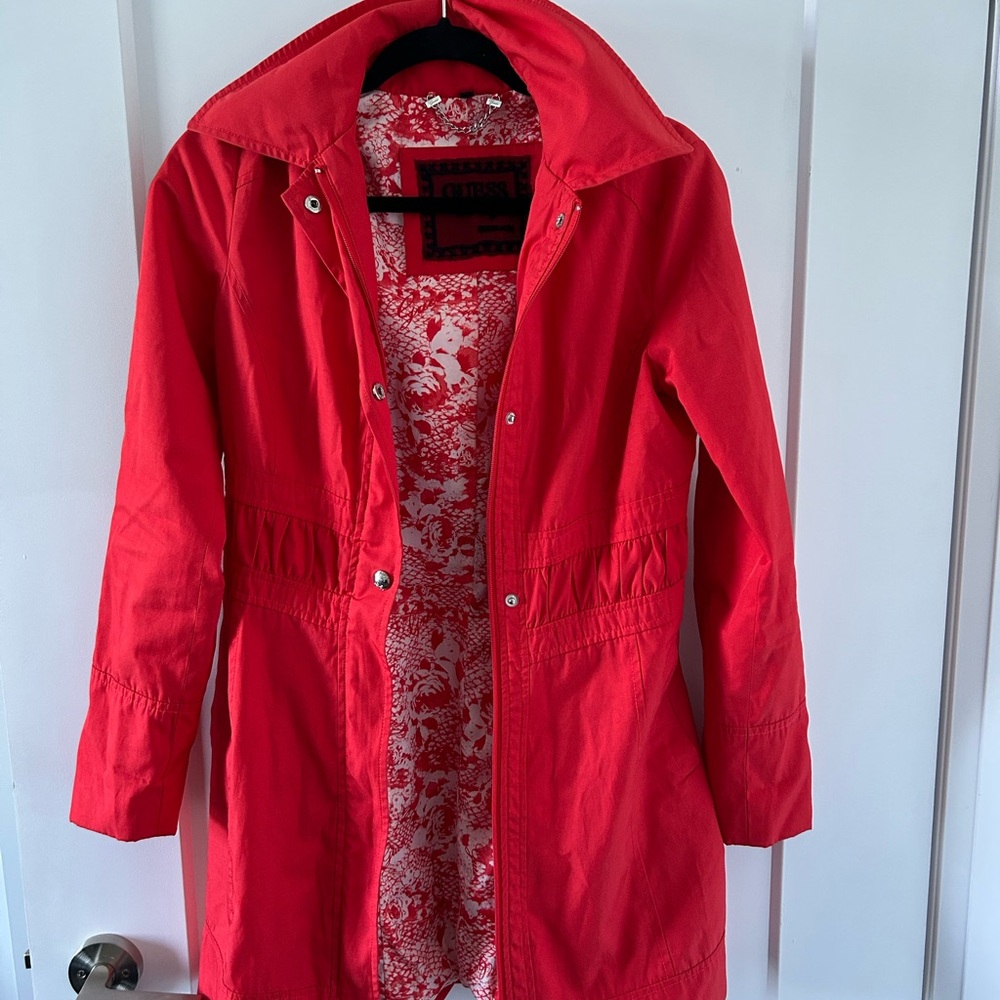 Guess Vibrant Red and White Outerwear